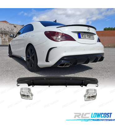 DIFFUSEUR ARRIÈRE MERCEDES CLA W117 16-18 LOOK CLA45 NOIR BRILLANT + EMBOUTS D´ÉCHAPPEMENT