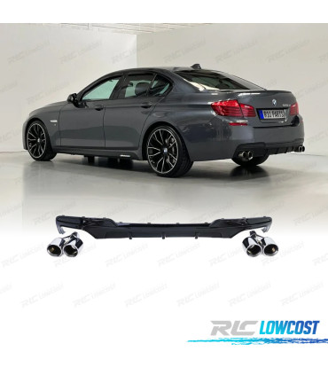 DIFFUSEUR ARRIÈRE BMW F10 F11 10-17 LOOK M PERFORMANCE NOIR BRILLANT + EMBOUTS CHROMÉ