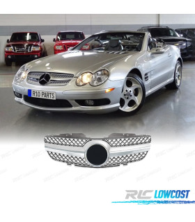 GRILLE MERCEDES CLASSE SL R230 01-06 CHROMÉ NOIR LOOK SPORT