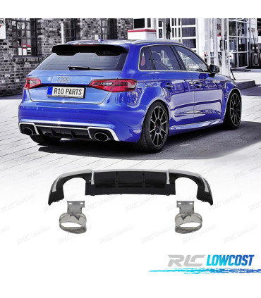 DIFFUSEUR AUDI A3 8V 16-20 LOOK RS3 + EMBOUTS D´ÉCHAPPEMEMENT