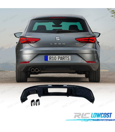 DIFFUSEUR SEAT LEON 17-20 LOOK FR NOIR BRILLANT + EMBOUTS D'ÉCHAPPEMENT