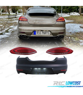 BOUCLIER ARRIÈRE PORSCHE PANAMERA 09-13 LOOK TURBO 971 + FEUX ARRIÈRE LED