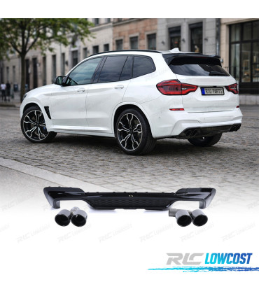 DIFFUSEUR ARRIÈRE BMW X3 G01 LOOK M PERFORMANCE NOIR BRILLANT + EMBOUTS NOIR