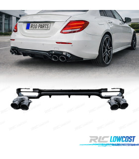 DIFFUSEUR MERCEDES CLASSE E W213 SEDAN 16-19 LOOK AMG E53 NOIR BRILLANT + SORTIES D'ÉCHAPPEMENT