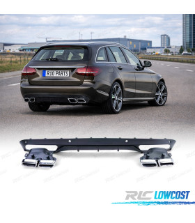 DIFFUSEUR MERCEDES CLASSE C S205 14-18 LOOK AMG NOIR MAT + SORTIES D'ÉCHAPPEMENT