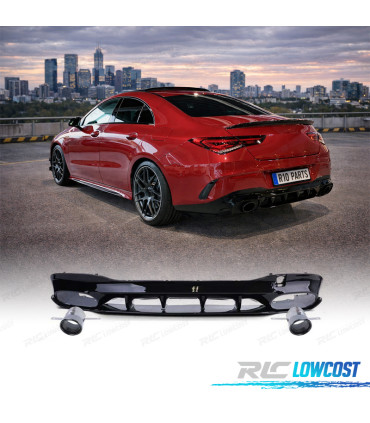 DIFFUSEUR ARRIÈRE MERCEDES CLA C118 19-23 AMG NOIR BRILLANT + EMBOUT D´ÉCHAPPEMENT
