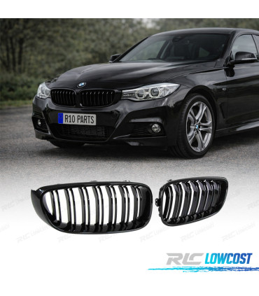 DOUBLE CALANDRE BMW SÉRIE 3 GT F34 13-18 LOOK M4 NOIR BRILLANT