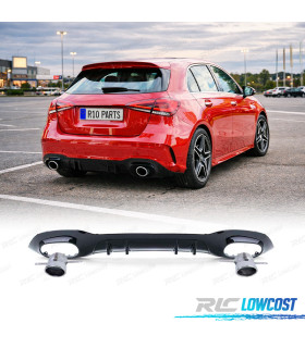 DIFFUSEUR MERCEDES CLASSE A W177 18- LOOK A35 AMG NOIR BRILLANT + SORTIES D'ÉCHAPPEMENT
