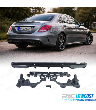 DIFFUSEUR MERCEDES CLASSE C W205 AMG 15-21 LOOK C63 MOULURE NOIR BRILLANT