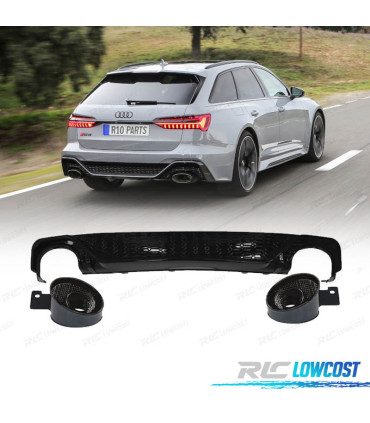 DIFFUSEUR ARRIÈRE AUDI A6 18-22 LOOK RS6 NOIR BRILLANT + EMBOUTS 0---0