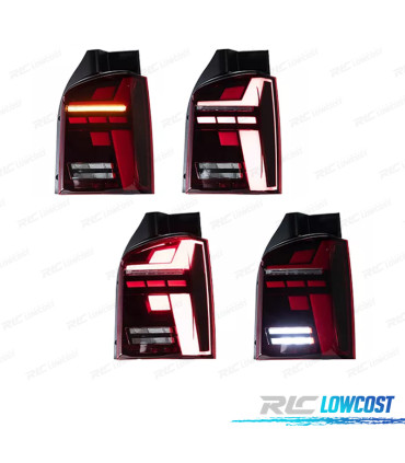 FEUX ARRIÈRE VOLKSWAGEN VW T5 03-10 LOOK T6.1 ROUGE FUMÉ