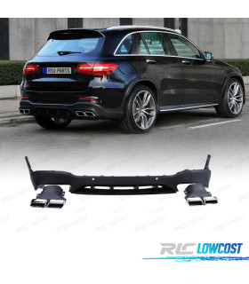 DIFFUSEUR MERCEDES GLC X253 SUV 15-18 LOOK AMG GLC63 PDC + SORTIES D'ÉCHAPPEMENT CHROMÉES