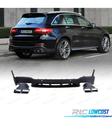 DIFFUSEUR MERCEDES GLC X253 15-18 LOOK AMG GLC63 PDC + SORTIES D'ÉCHAPPEMENT CHROMÉES