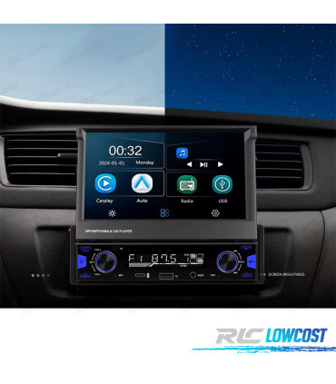 AUTORADIO MULTIMÉDIA UNIVERSEL 1 DIN 7" CARPLAY / ANDROID 13 AUTO