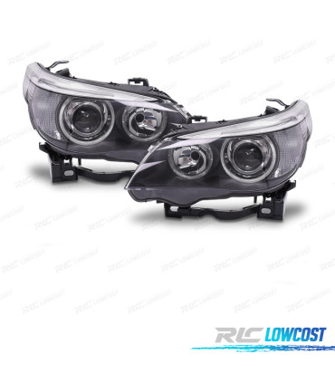 PHARES BMW E60 05-07 ANGEL EYES FOND NOIR