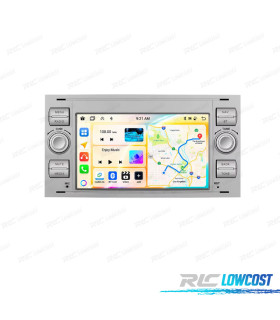 AUTORADIO 2DIN 7" ANDROID 13 FORD FORD FOCUS C-MAX S-MAX GALAXY KUGA FUSION TRANSIT FIESTA ARGENT USB GPS TACTIL HD