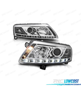 PHARES XÉNON AUDI A6 4F 04-08 DRL LUMIÈRE DIURNE RÉELLE FOND CHROME