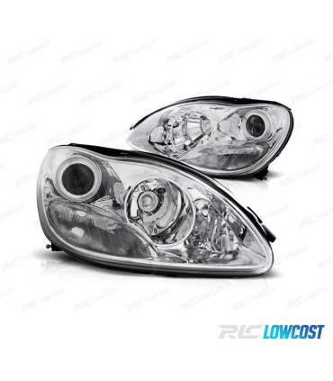PHARES MERCEDES CLASSE S W220 98-02 LENTILLE FOND CHROME