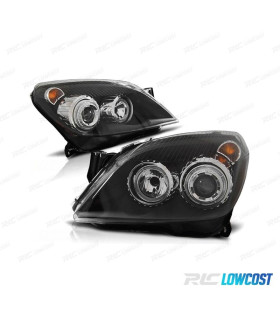 PHARES OPEL ASTRA H 04-09 ANGEL EYES FOND NOIR