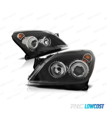 PHARES OPEL ASTRA H 04-09 ANGEL EYES FOND NOIR