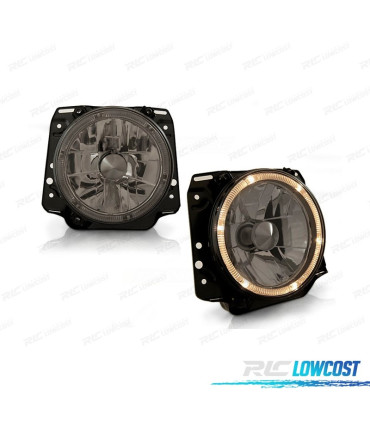 PHARES EXTÉRIEURS VOLKSWAGEN VW GOLF MK2 83-91 YEUX D'ANGE FUMÉS FOND CHROME