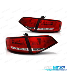 FEUX ARRIÈRE POUR AUDI A4 B8 07-11 LIGHT BAR ROUGE CHROMÉ