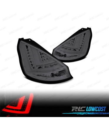 FEUX ARRIÈRE FORD FIESTA MK7 08-12 LIGHT BAR FOND CHROMÉ FUMÉ