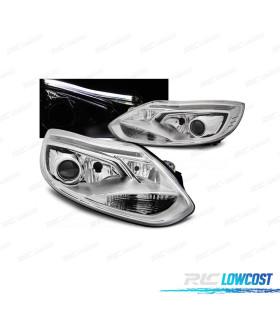 PHARES FORD FOCUS 11-14 TUBE LIGHT FOND CHROMÉ
