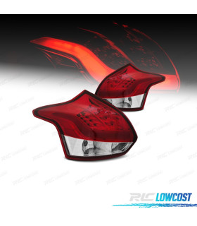 FEUX ARRIÈRE FORD FOCUS MK3 11-14 LIGHT BAR ROUGE CHROMÉ