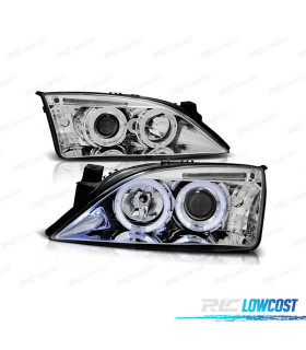 PHARES FORD MONDEO MK3 00-07 ANGEL EYES FOND CHROMÉ
