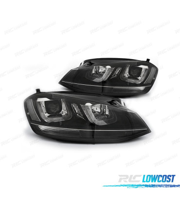 PHARES POUR VOLKSWAGEN VW GOLF 7 12-17 LOOK GTI DAYLIGHT FOND NOIR