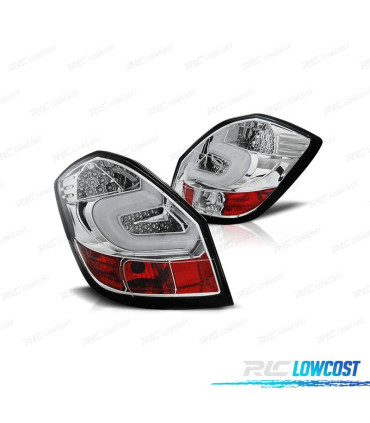 FEUX ARRIÈRE POUR SKODA FABIA 07-14 LIGHT BAR FOND CHROMÉ