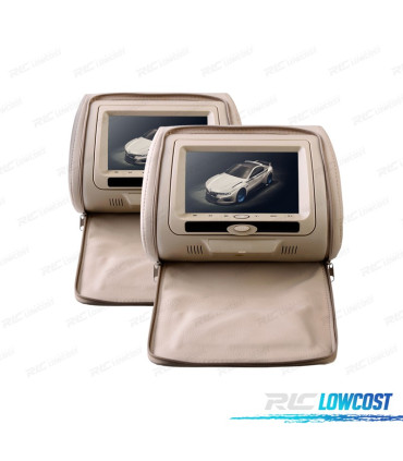 APPUI-TÊTE MULTIMÉDIA 7 POUCES HD USB SD COULEUR EN BEIGE