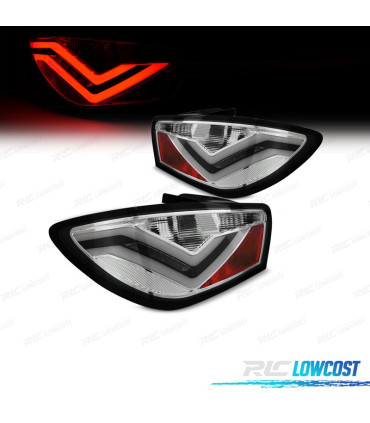 FEUX ARRIÈRE POUR SEAT IBIZA 08-12 LIGHT BAR FOND CHROMÉ