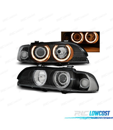 PHARES BMW E39 00-03 XENON ANGEL EYES FOND NOIR