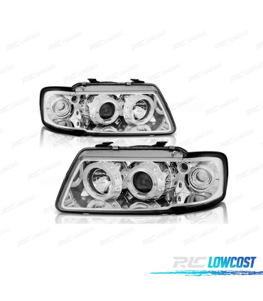 PHARES AUDI A3 8L 96-00 ANGEL EYES FOND CHROMÉ