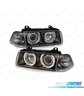 PHARES BMW E36 90-99 ANGEL EYES FOND NOIR H7