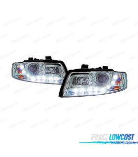 PHARES DAYLIGHT AUDI A4 B6 00-04 CHROMÉ CLAIR