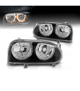 PHARES VOLKSWAGEN VW GOLF MK3 91-97 ANGEL EYES FOND NOIR H7 H7