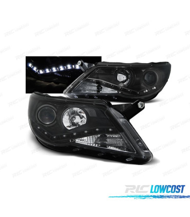 PHARES VOLKSWAGEN VW TIGUAN 07-11 DAYLIGHT LED FOND NOIR