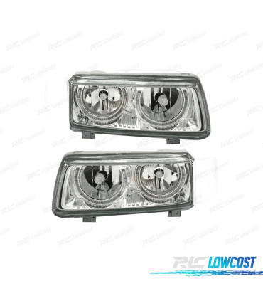 PHARES POUR VOLKSWAGEN VW PASSAT 93-96 ANGEL EYES FOND CHROMÉ