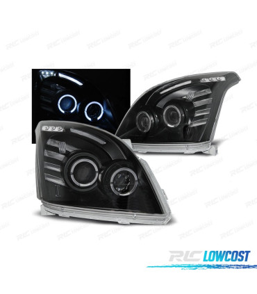 PHARES POUR TOYOTA LAND CRUISER FJ120 03-08 ANGEL'S EYES FOND NOIR