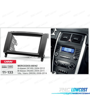 FACADE AUTORADIO 2 DIN NOIR MERCEDES CLASSE A W169 CLASSE B W245 VITO VIANO