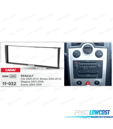 FACADE AUTORADIO 1DIN NOIR POUR RENAULT CLIO MODUS MEGANE SCENIC