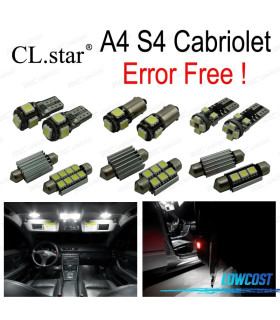 KIT 19 AMPOULES LED INTÉRIEUR AUDI A4 S4 CONVERTIBLE CABRIO 02-09