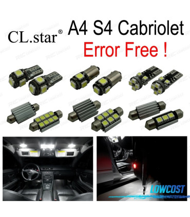 KIT 19 AMPOULES LED INTÉRIEUR AUDI A4 S4 CONVERTIBLE CABRIO 02-09