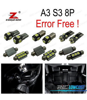 KIT 20 AMPOULES LED INTÉRIEUR AUDI A3 S3 8 P 3P 5P SPORTBACK