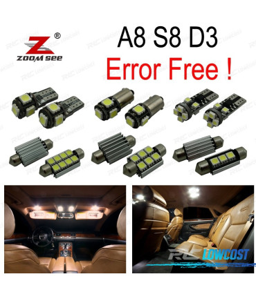 KIT 25 AMPOULES LED INTÉRIEUR POUR AUDI A8 S8 D3 2003-2009
