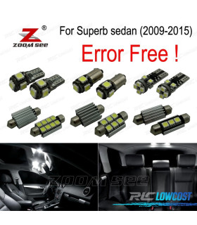 KIT 21 AMPOULES LED INTÉRIEUR POUR SKODA FABIA BERLINE salón MK2 MKII 3T4 2009 -2015
