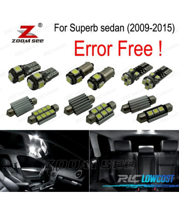 KIT 21 AMPOULES LED INTÉRIEUR POUR SKODA FABIA BERLINE salón MK2 MKII 3T4 2009 -2015